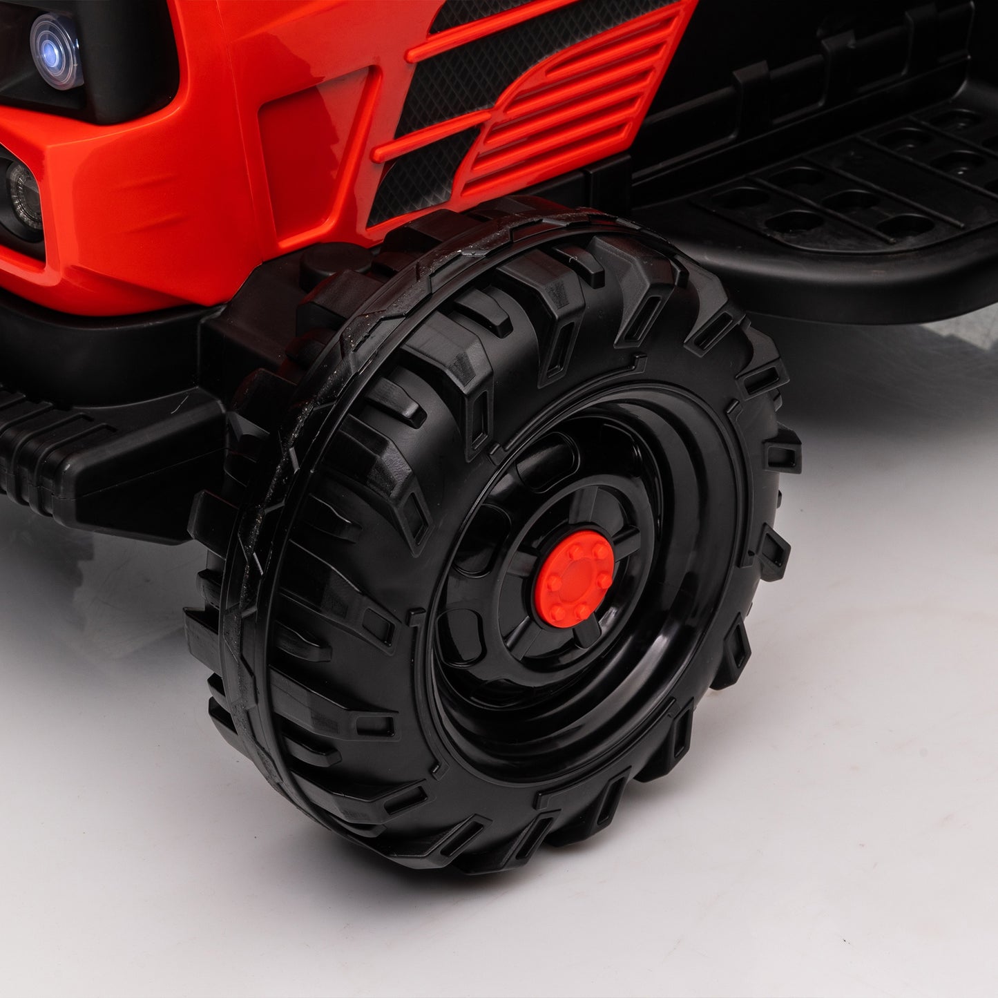 iRerts 24V Ride on Toy Tractor with Trailer, Powered Ride on Car with Remote Control, Electric Cars for Kids Toddlers 3-6 Years Old with 3 Speeds, Bluetooth, Music, USB/MP3 Ports, LED Light, Red