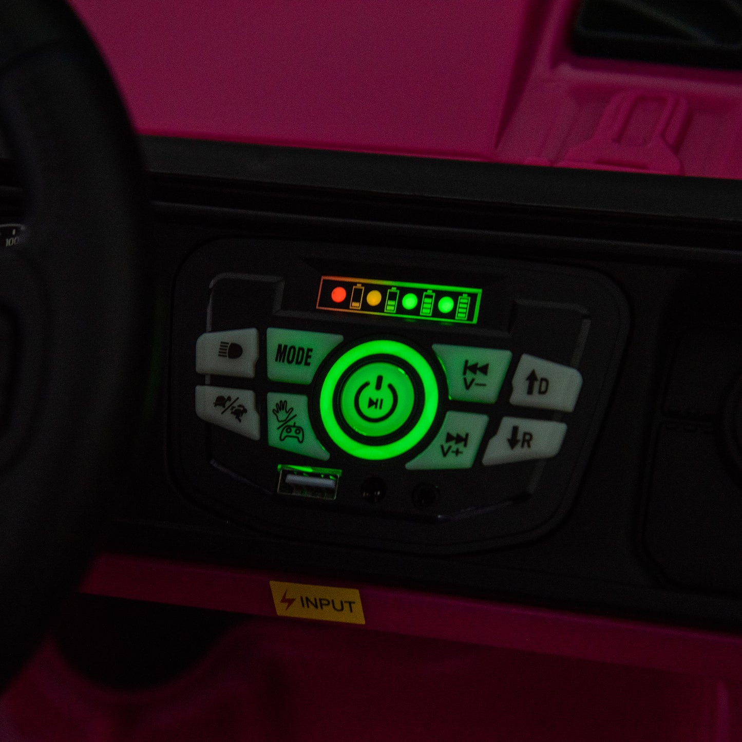 iRerts 24V Ride on PickUp Truck with Remote Control, 4WD Battery Powered Ride on Car with Bluetooth Music, USB/AUX Port, Rear Storage Box, LED Lights, Ride on Toys for Kids Boys Girls Gift, Pink