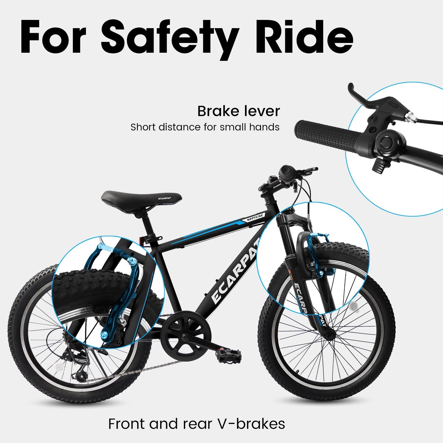 iRerts 20" Kids Bike for 8-12 Year Olds Boys Girls, Gears Shimano 7 Speed Mountain Bike for Kids, Children Bicycle with Adjustable Seat Saddle, Steel Frame Girls Boys Sports Bikes with V-Brake, Black