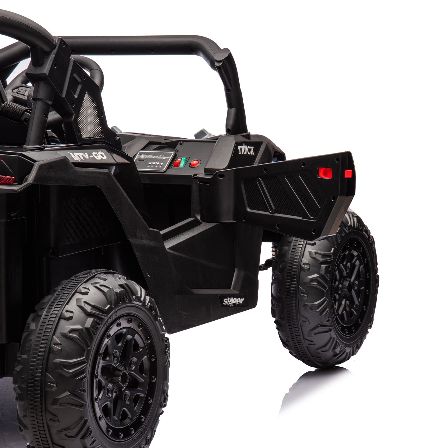 iRerts 2 Seater Ride on Car, 24V Powered Ride on Toys UTV with Remote Control, LED Lights, Bluetooth Music, 3 Speeds, Storage Space, Electric Vehicle for Kids Boys Girls Ages 3-8 Gifts, Black