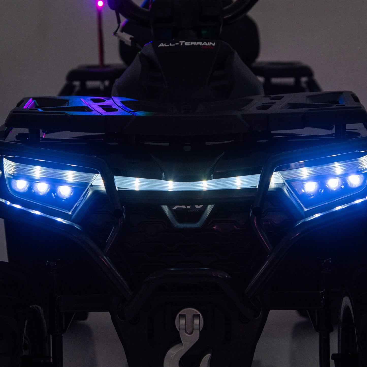 iRerts 24V Ride on ATV, Powered Ride on Toys Electric 4 Wheeler for Boys Girls Ages 3-6 Gifts, Kids Ride on Car Electric Vehicle with Multi-Color Lights, Bluetooth, Music, USB Port, Black