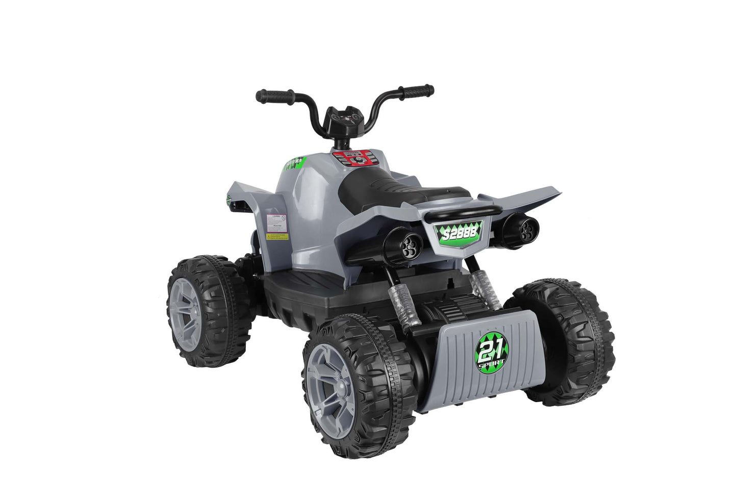 24V Battery Powered Ride on ATV, 4WD Kids Ride on Cars with Bluetooth, Music, LED Light, USB/AUX Ports, Ride on Toys Electric Cars for Kids Boys Girls 3-8 Ages Gifts, Gray
