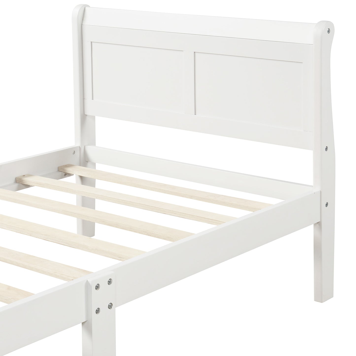 iRerts Wood Twin Platform Bed Frame, Modern Twin Bed Frame with Headboard, Twin Size Wood Platform Bed with Wooden Slat Support, No Box Spring Needed, Easy Assembly, White
