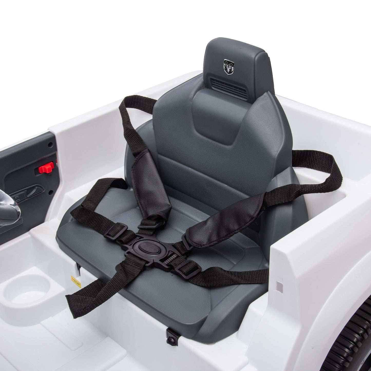 Licensed Dodge RAM 2500 12V Ride On Cars with Remote Control, Kids Electric Ride on Pickup Truck with Music, MP3/USB Port, Cup Holder, Back Storage, Electric Cars for Kids Boys Girls 3-6 Ages, White