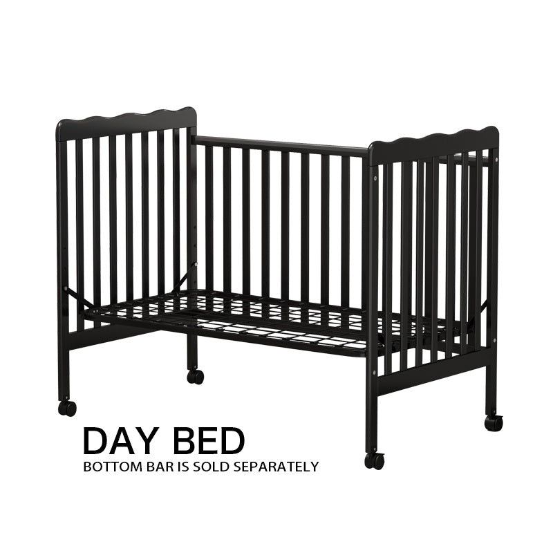 iRerts 3 In 1 Convertible Baby Crib, Wood Converts from Baby Crib to Toddler Bed and Daybed, Baby Bed with Locking Wheels, 4 Adjustable Mattress Heights, Non-Toxic Finish, Black