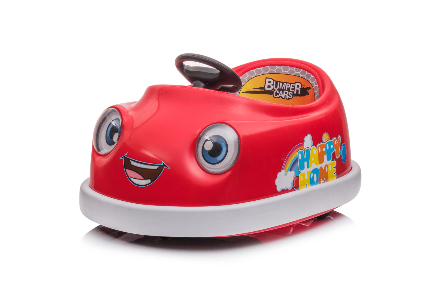iRerts Kids Bumper Car with Remote Control, 12V Bumper Car for Toddlers Ages 1-6 Years with Rocking Horse Mode, Push Rod, Dinner Plate, USB Bluetooth Music, Ride on Toys Car for Boys Girls Gifts, Red