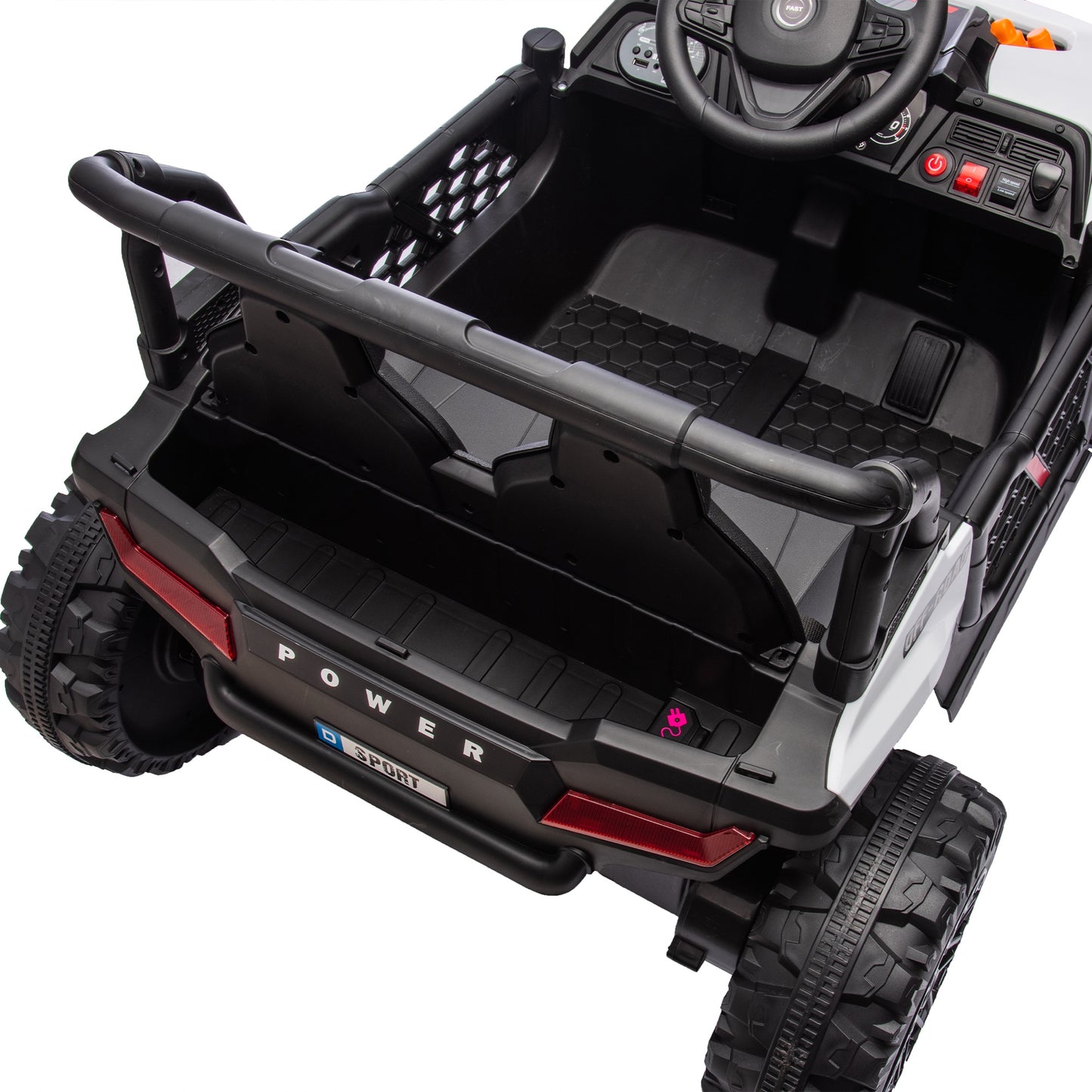 iRerts 24V Kids Ride on Toy UTV, Ride on Cars with Remote Control, Bluetooth Music, 4 Wheel Suspension, Rear Storage Space, Electric Vehicles Cars for Kids Boys Girls Gifts 3-6 Year Old, White