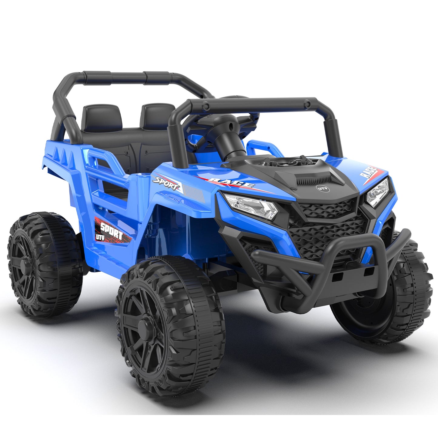 iRerts 12V Ride on Car UTV with Remote Control, Powered Ride on Toys for Kids Boys Girls Ages 3-5, Electric Car for Kids with Bluetooth, Music, MP3 Ports, LED Lights, Horn, Blue