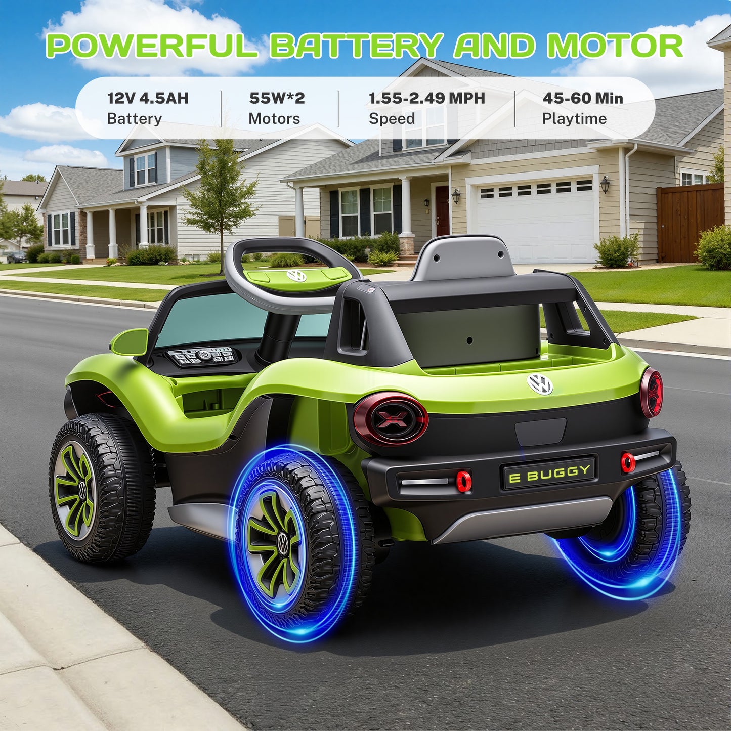 12V Electric Ride on Cars, Licensed Volkswagen Beetle Ride on Toys with Remote Control, Bluetooth, USB Port, Music, Rear Storage, LED Lights, Battery Powered Toddlers Electric Car for Kids Ages 3+