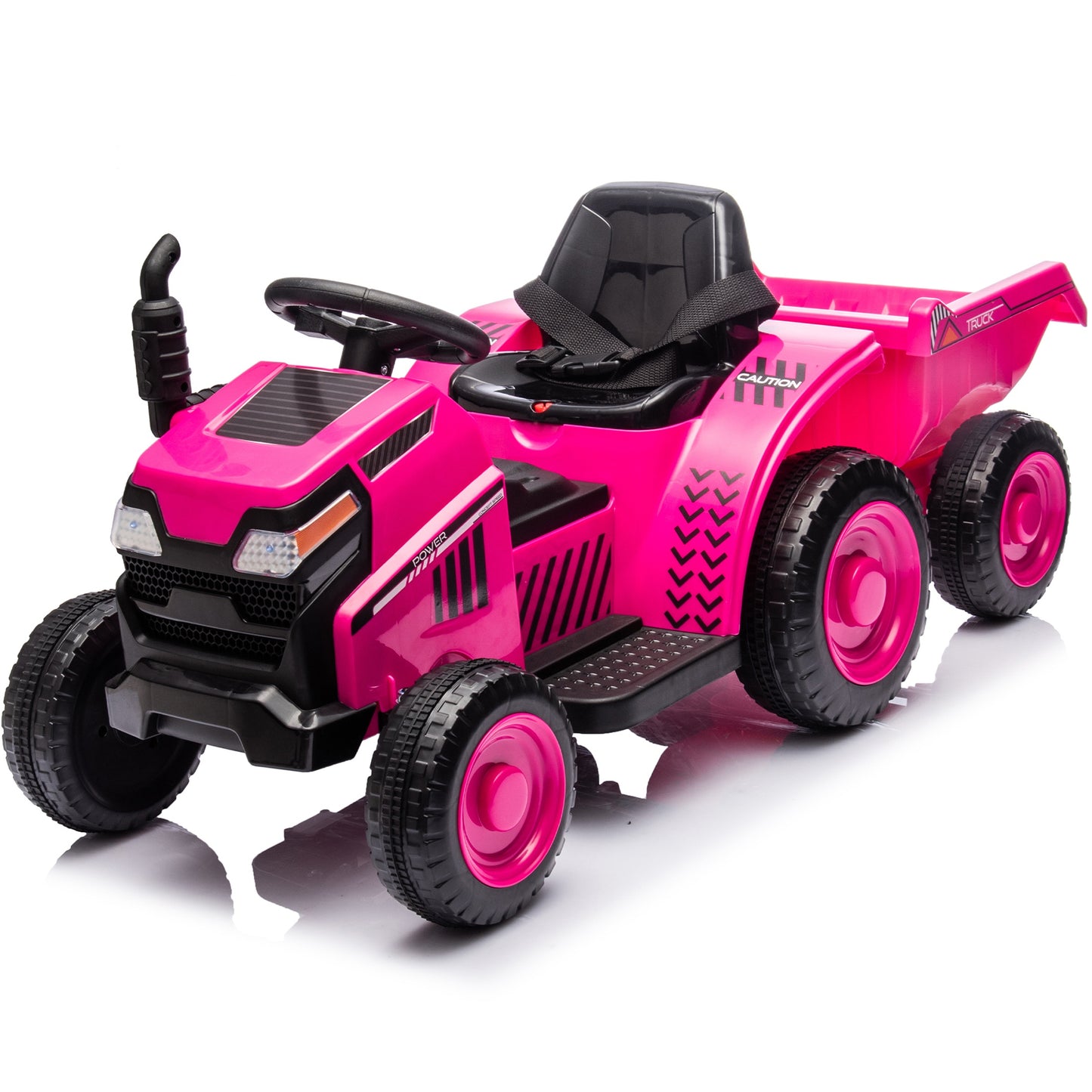 iRerts 12V Ride on Tractor, Powered Ride on Car for Kids Boys Girls Ages 3-6 Gifts, Kids Ride on Toys Electric Cars with Removable Storage Tug, Bluetooth ,Music, MP3/USB Ports, LED Light, Rose Red