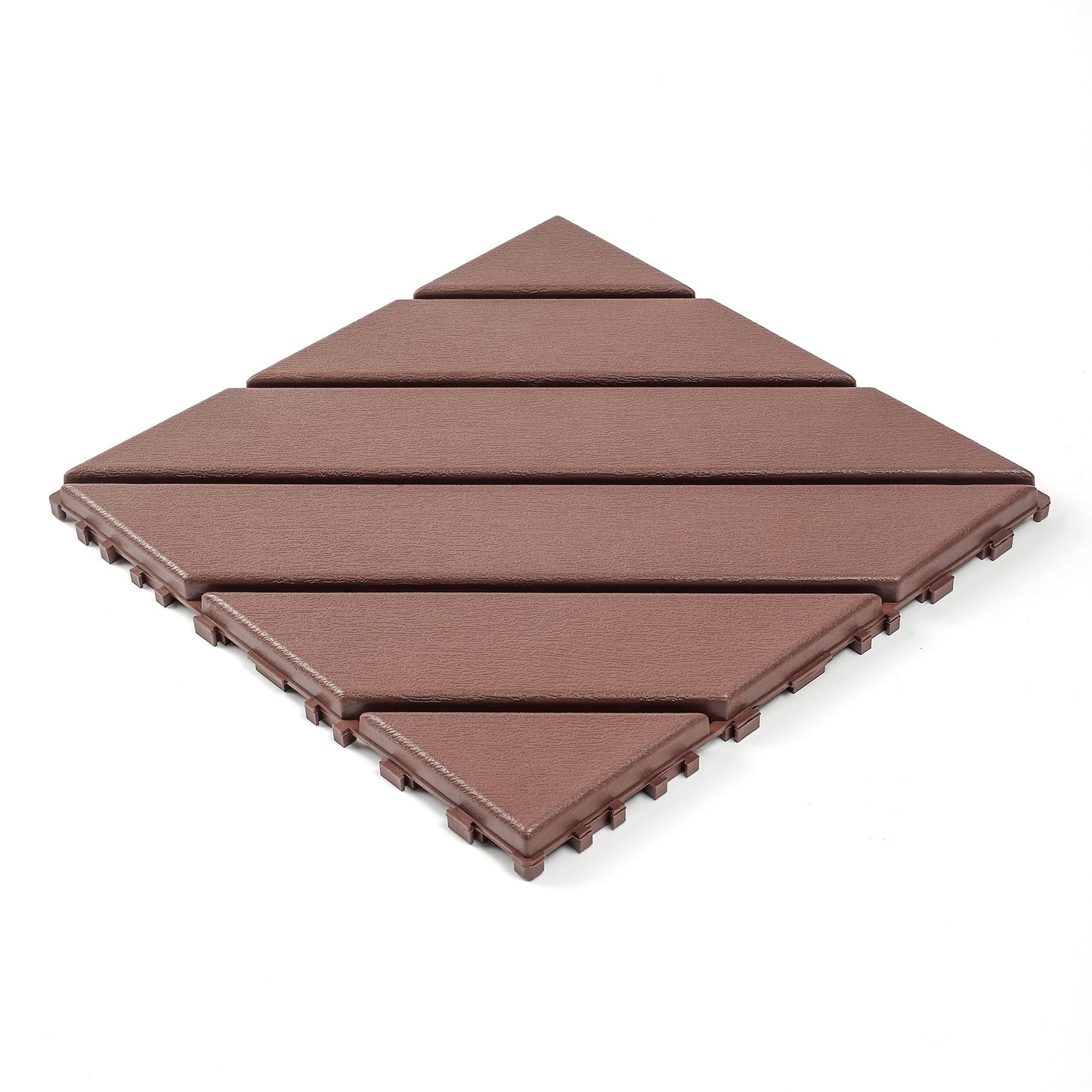 iRerts Plastic Interlocking Deck Tiles, 44 Pack Outdoor Flooring Tiles 12" x 12", All Weather Use, Patio Floor Decking Tiles for Porch Poolside Backyard, Brown