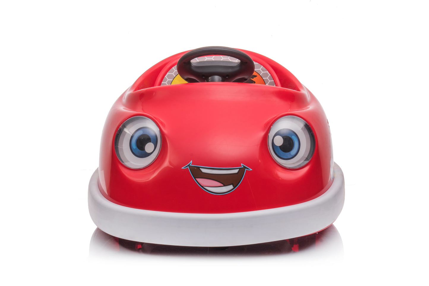 iRerts Kids Bumper Car with Remote Control, 12V Bumper Car for Toddlers Ages 1-6 Years with Rocking Horse Mode, Push Rod, Dinner Plate, USB Bluetooth Music, Ride on Toys Car for Boys Girls Gifts, Red