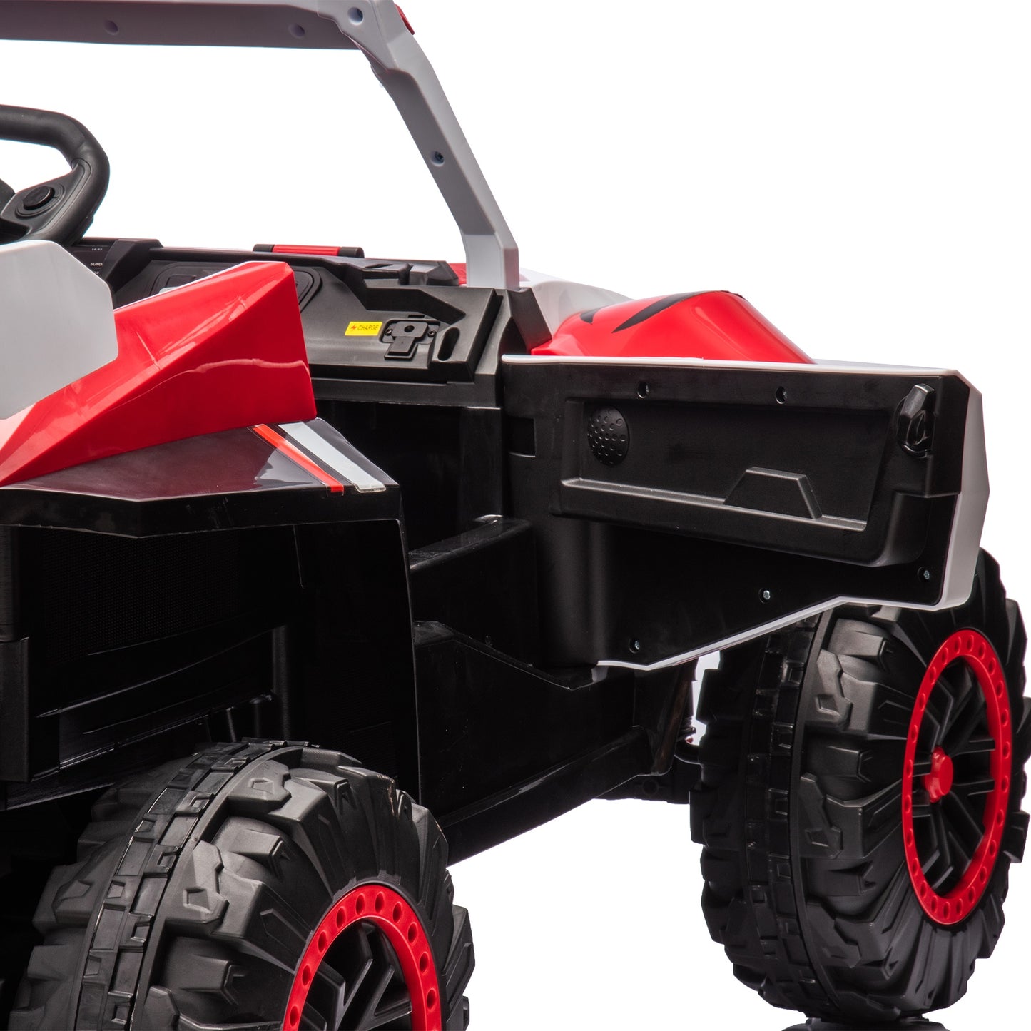 iRerts 24V Powered Ride on Cars, Ride on Toys for Big Kids Boys Girls Ages 3-8, Kids Car Electric Vehicles with Remote Control, Bluetooth, MP3/USB Ports, 4 Wheels Spring Suspension, White+Red