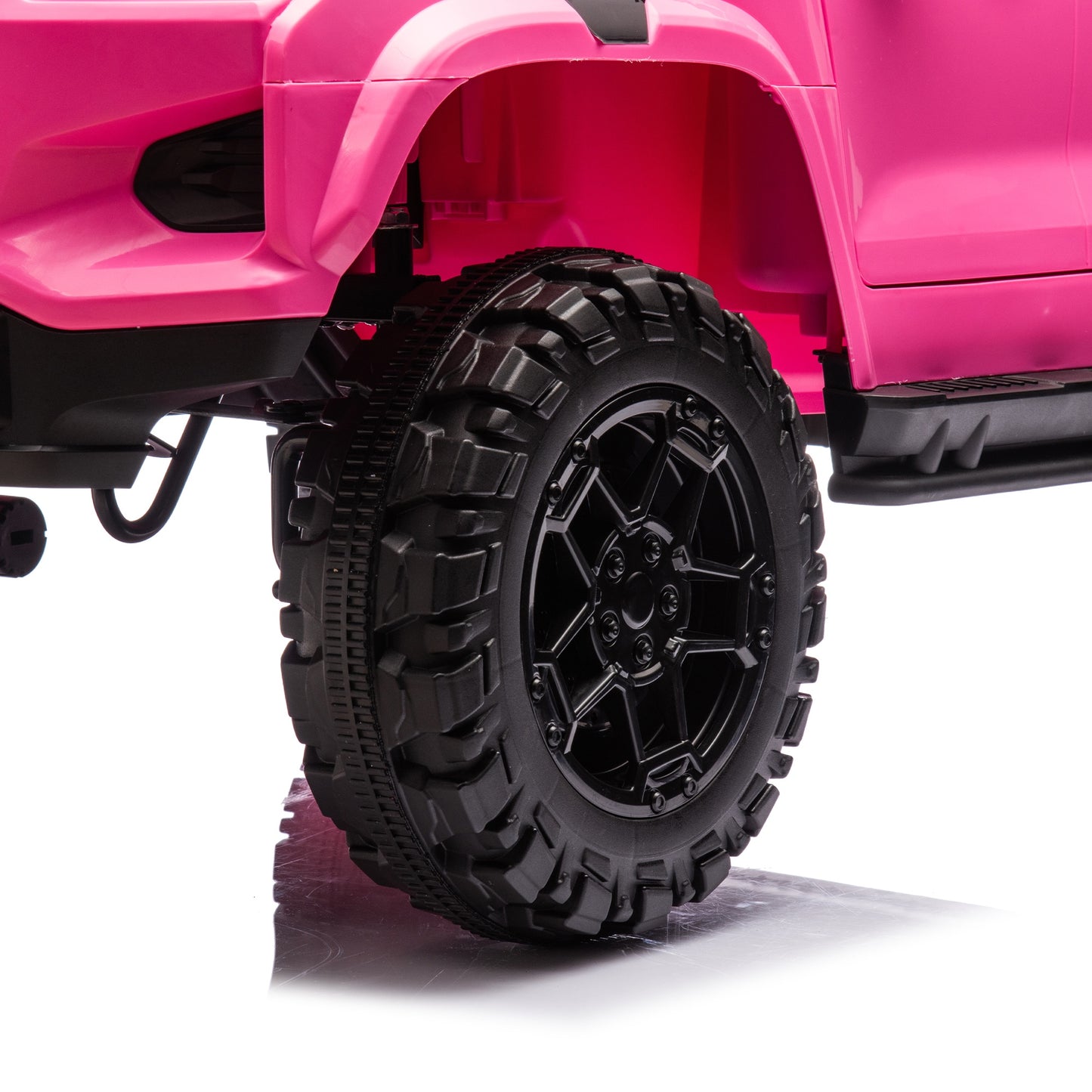 24V 2 Seater Ride on Truck, 4WD Powered Ride on Toy Car with Remote Control, Bluetooth, Music Player, 800W Motors, Back Box Storage, 3 Speeds, Kids Electric Vehicle for Boys Girls Gifts, Rose Red
