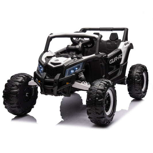 iRerts White 12V Battery Powered Ride on UTV Cars for Boys Girls, Kids Ride on Toys with Remote Control, Music, LED Light, USB, Bluetooth, 4 Wheels Kids Electric Vehicle for Christmas Birthday Gifts
