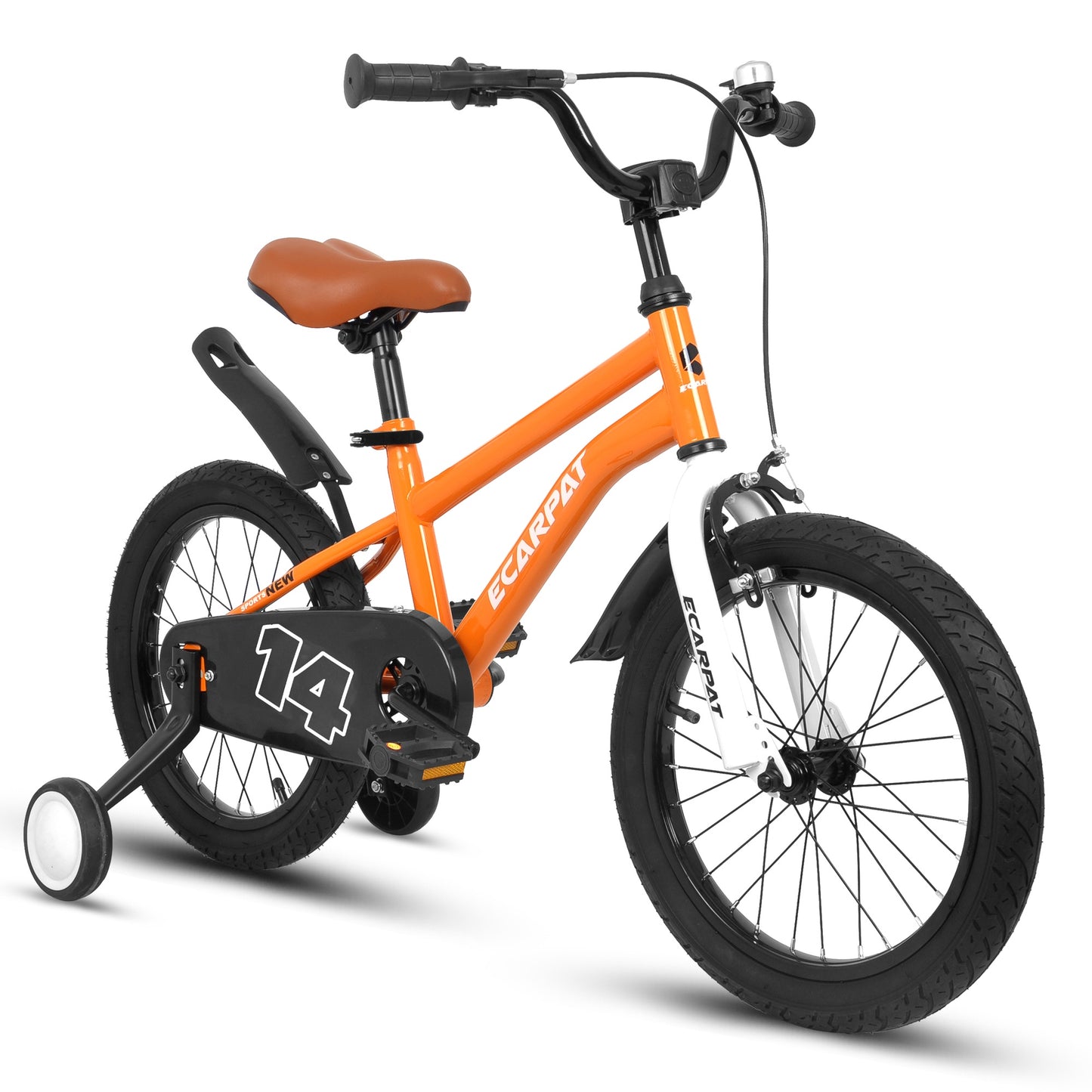 iRerts Kids Bicycles 14 Inch, Freestyle Kids Bike Sport Bicycle for Boys Girls 3-6 Years Old, Girls Boys Bicycles with Training Wheels, Fender, Orange
