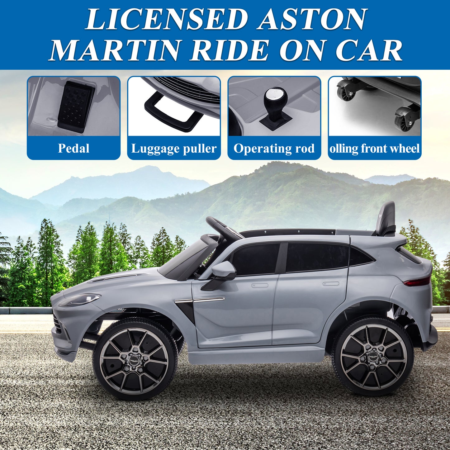 12V Ride on Car for Girls and Boys?Licensed Aston Martin Electric Vehicle, MP3, Bluetooth, Ride On Toy for 3-5 Years Old