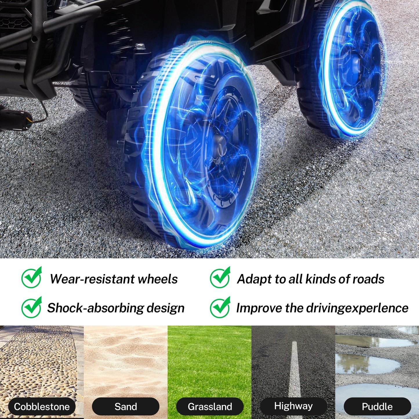 iRerts 24V Ride on UTV Cars 2 Seater, Kids Electric Ride on Toy Car with Remote Control, Music, LED Light, USB, Bluetooth, Kids Electric Vehicle for Christmas Birthday Gifts, Black