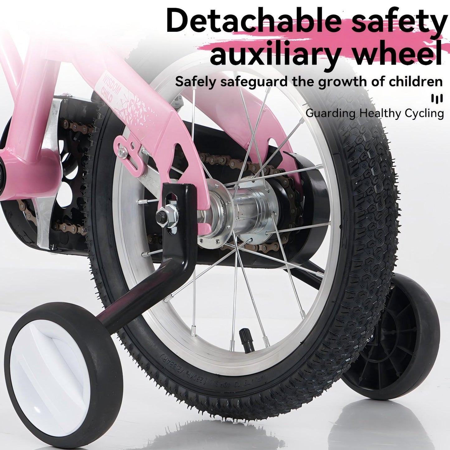 iRerts Kids Bike with Training Wheels, 16 Inch Kids Bicycle for Boys Girls Ages 4-8 Years Old, Girls Bicycles for Kids with Adjustable Seat, Fender and Varrier, Pink