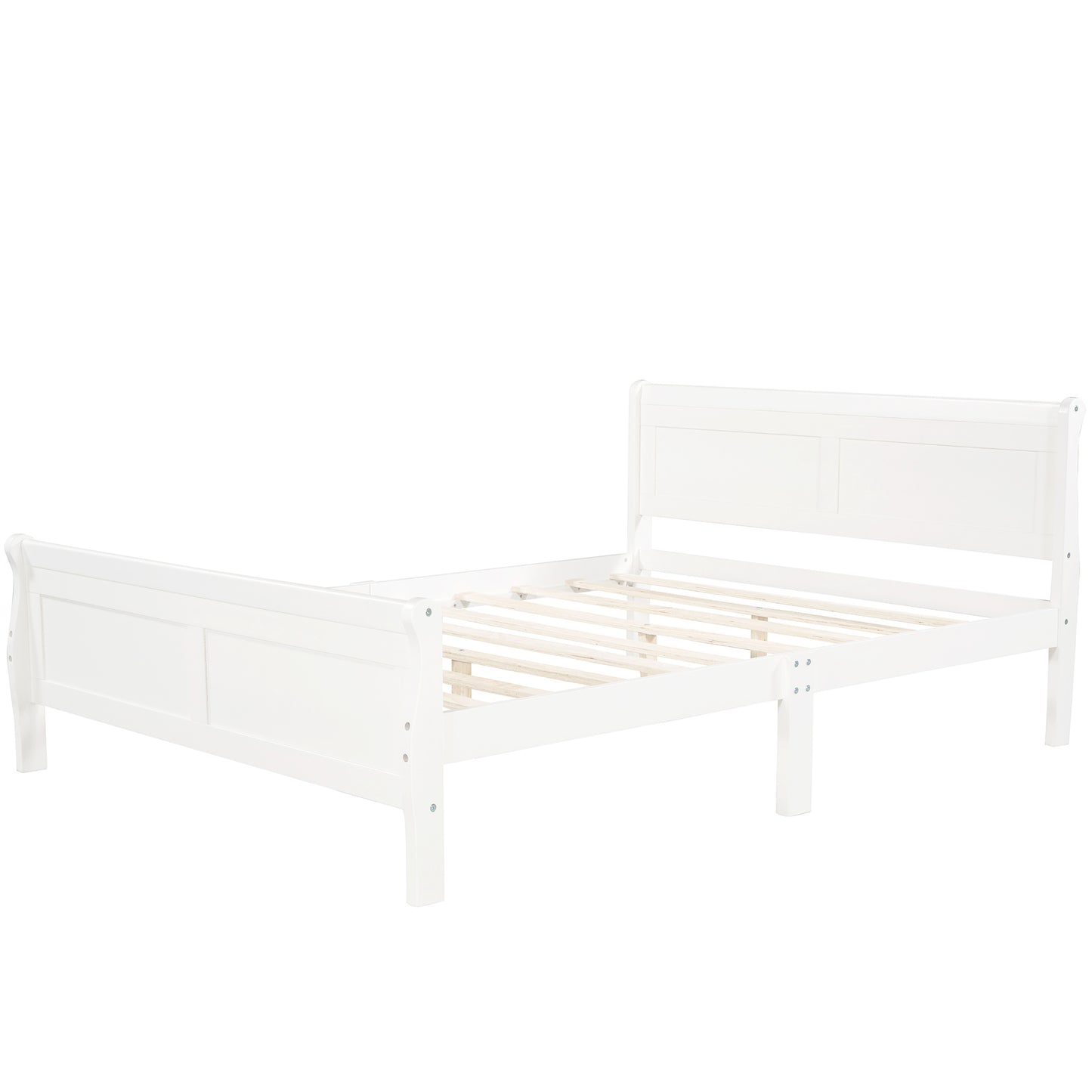 iRerts Wood Full Platform Bed Frame, Modern Full Bed Frame with Headboard, Full Size Wood Platform Bed with Wooden Slat Support, No Box Spring Needed, Easy Assembly, White