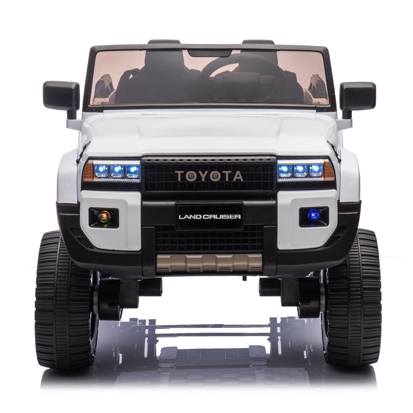 Licensed Toyota LC250 24V 2 Seater Ride On Car, Powered Ride on Toys with Remote Control, Shovel, Bluetooth Music, 4WD 220W Motor, 4 Wheels Suspension, Electric Truck for Kids Boy Girl Ages 3-8, White