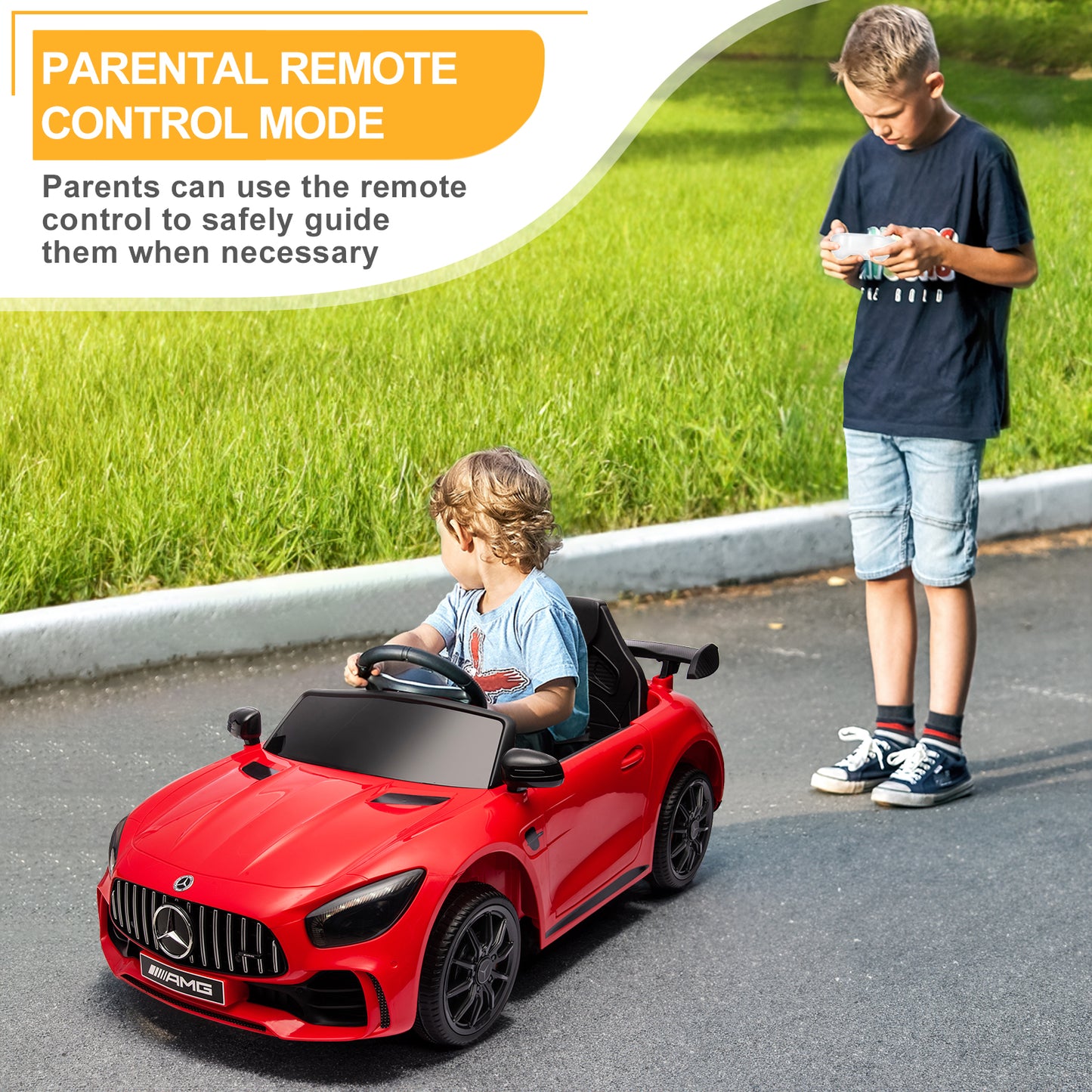 12V Ride on Car for Girls and Boys?Licensed Mercedes Benz Electric Vehicle, MP3, AUX, TF Card Slot, Ride on Toy for 3-5 Years Old