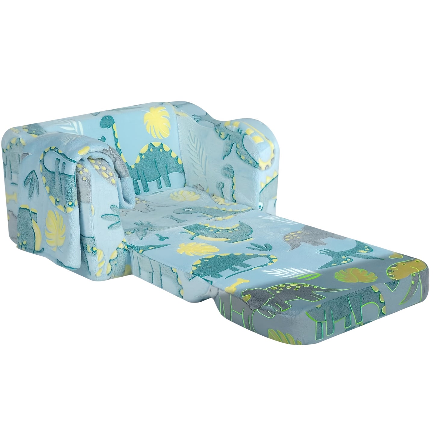 iRerts Kids Sofa, 2-in-1 Soft Toddler Couch Fold Out, Compression Modular Kids Sofa Convertible Sofa to Lounger, Kids Couch Foldable Kids Chair for Girls Boys Age 3-6, Blue