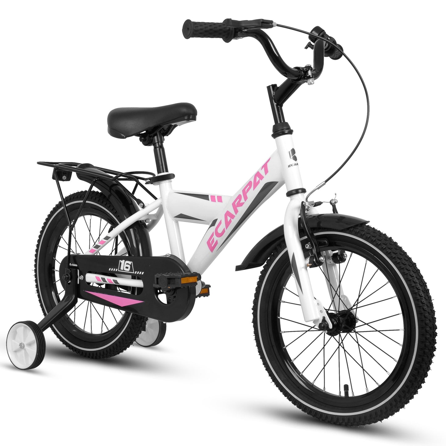 iRerts Kids Bike with Training Wheels, 14 Inch Kids Bicycle for Boys Girls Ages 3-5 Years Old, Boys Bicycles for Kids with Adjustable Seat, Fender and Varrier, White