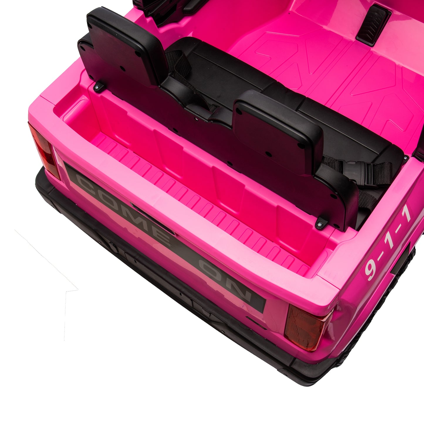 24V 2 Seater Ride on Police Car, 4WD Powered Ride on Toy Truck with Remote Control, Bluetooth, Music Player, 800W Motors, Back Box Storage, 3 Speeds, Kids Electric Vehicle for Boy Girl Gifts, Rose Red