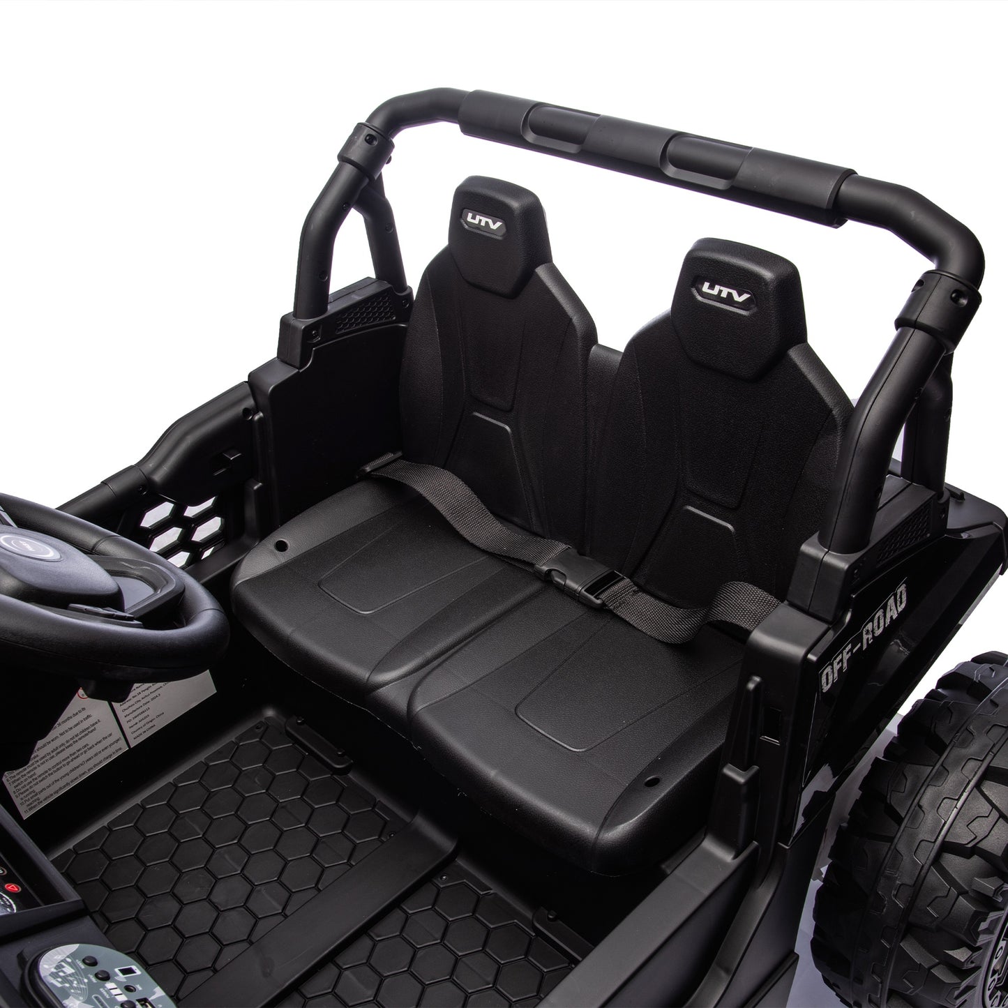 iRerts 24V Kids Ride on Toy UTV, Ride on Cars with Remote Control, Bluetooth Music, 4 Wheel Suspension, Rear Storage Space, Electric Vehicles Cars for Kids Boys Girls Gifts 3-6 Year Old, Black