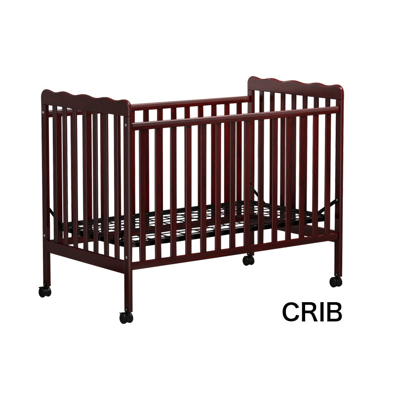 iRerts 3 In 1 Convertible Baby Crib, Wood Converts from Baby Crib to Toddler Bed and Daybed, Baby Bed with Locking Wheels, 4 Adjustable Mattress Heights, Non-Toxic Finish, Espresso