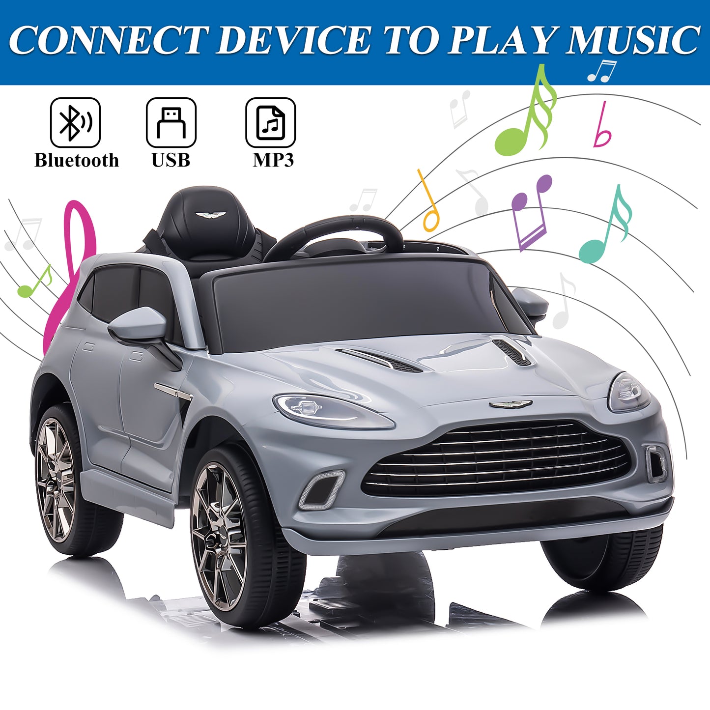 12V Ride on Car for Girls and Boys?Licensed Aston Martin Electric Vehicle, MP3, Bluetooth, Ride On Toy for 3-5 Years Old