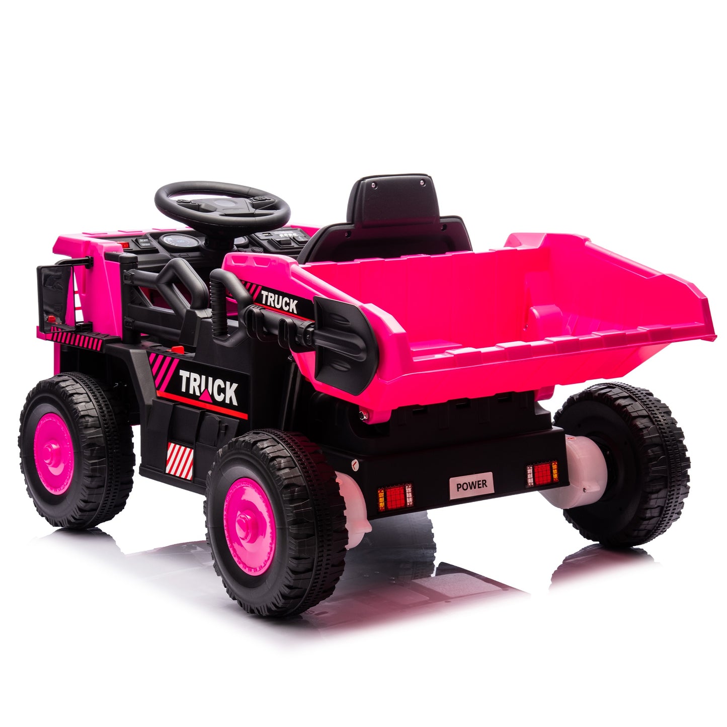 iRerts Ride On Dump Truck for Kids, 12V Powered Ride on Car with Remote Control, Electric Dump Bed, 1 Shovel, Bluetooth Music, LED Light, Kids Car Ride on Construction for Boys Girls Ages 3-5, Pink