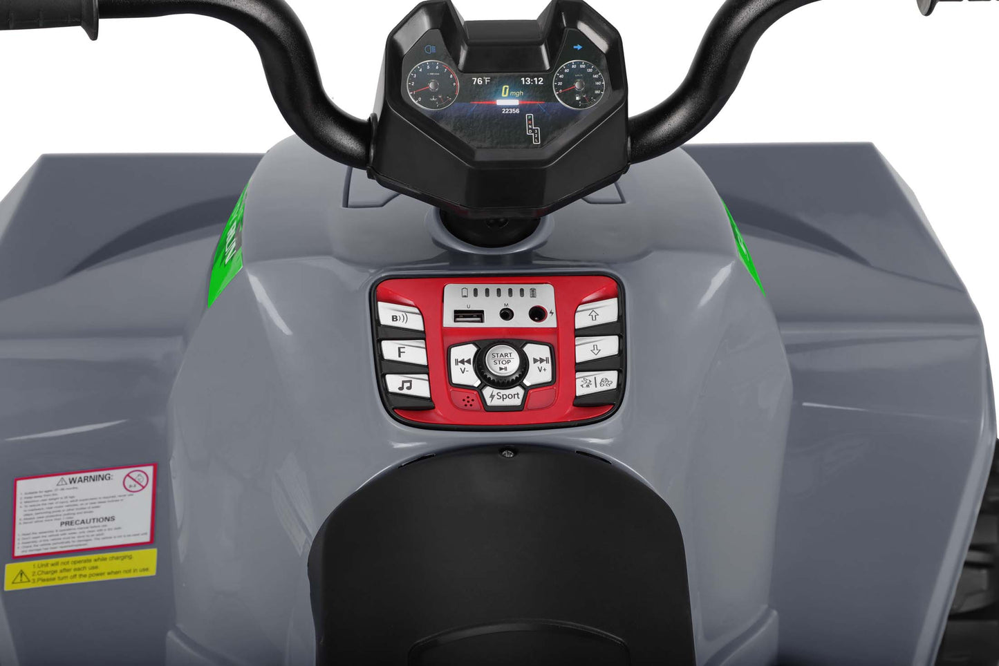 24V Battery Powered Ride on ATV, 4WD Kids Ride on Cars with Bluetooth, Music, LED Light, USB/AUX Ports, Ride on Toys Electric Cars for Kids Boys Girls 3-8 Ages Gifts, Gray