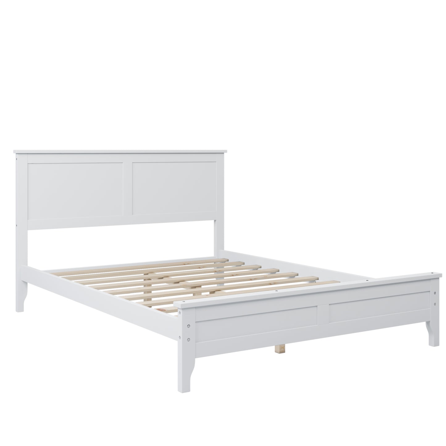 iRerts Full Platform Bed Frame with Headboard and Footboard, Solid Wood Bed Frames Full Size with Slats Support, Oak Top, Modern Full Bed Frame No Box Spring Needed for Kids Adults, White