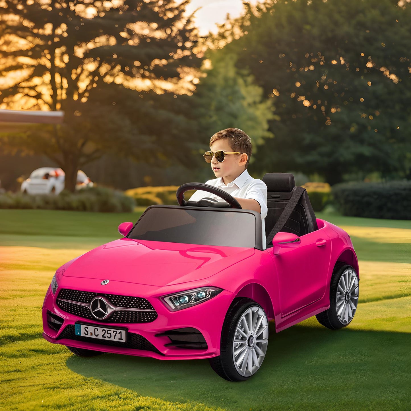 iRerts 12V Electric Ride On Cars for Girls Boys, Battery Powered Ride on Toys for Toddlers with Music, USB/AUX/SD Ports, LED Light, 4 Wheel Suspension, Electric Cars for Kids 3-6 Years Old Gifts, Pink