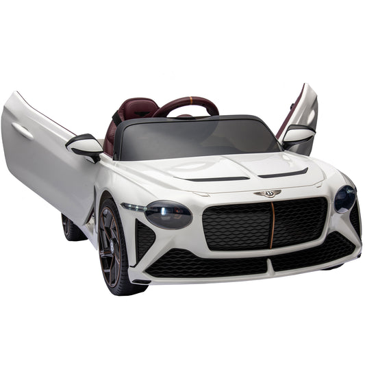 Ride on Car for Boys Girls, Bentley Mulsanne 12V Kids Electric Car Vehicle with Remote Control, Battery Powered Ride on Toys with Bluetooth, USB/MP3, LED Light, 3-6 Ages Kid Birthday Gift, White