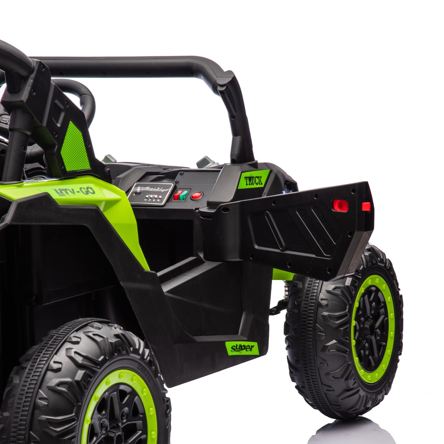 iRerts 2 Seater Ride on Car, 24V Powered Ride on Toys UTV with Remote Control, LED Lights, Bluetooth Music, 3 Speeds, Storage Space, Electric Vehicle for Kids Boys Girls Ages 3-8 Gifts, Green