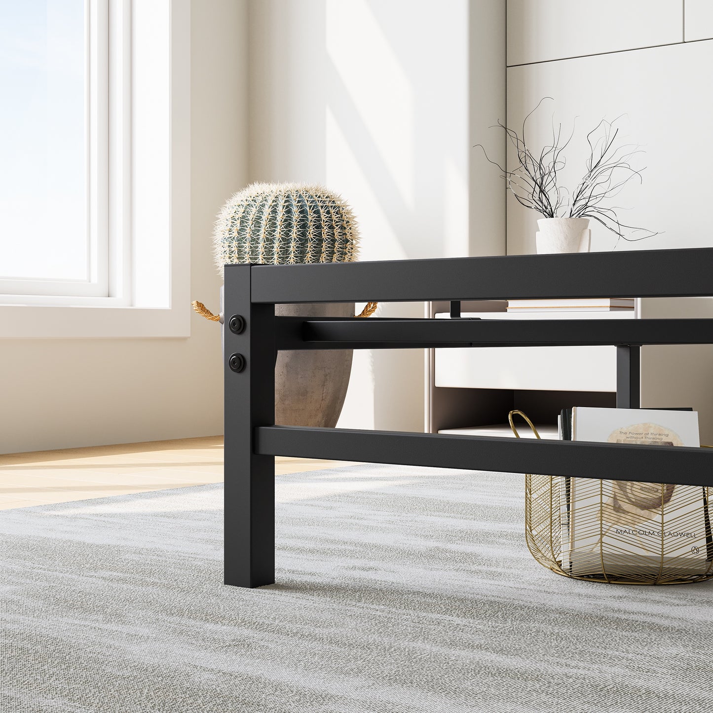 iRerts Full Bed Frame with Headboard, Metal Platform Bed Frame No Box Spring Needed, Bed Frame Full Size with Metal Support,  Noise-Free, Under Bed Storage, Easy Assembly, Black