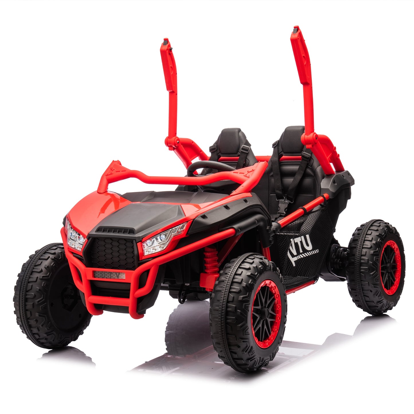iRerts 2 Seater Ride on Car for Kids, 24 Volt Ride on Toys for Boys Girls Gifts, Powered Ride on UTV Electric Vehicle with Remote Control, Bluetooth, MP3/USB Ports, 4 Wheel Spring Suspension, Red