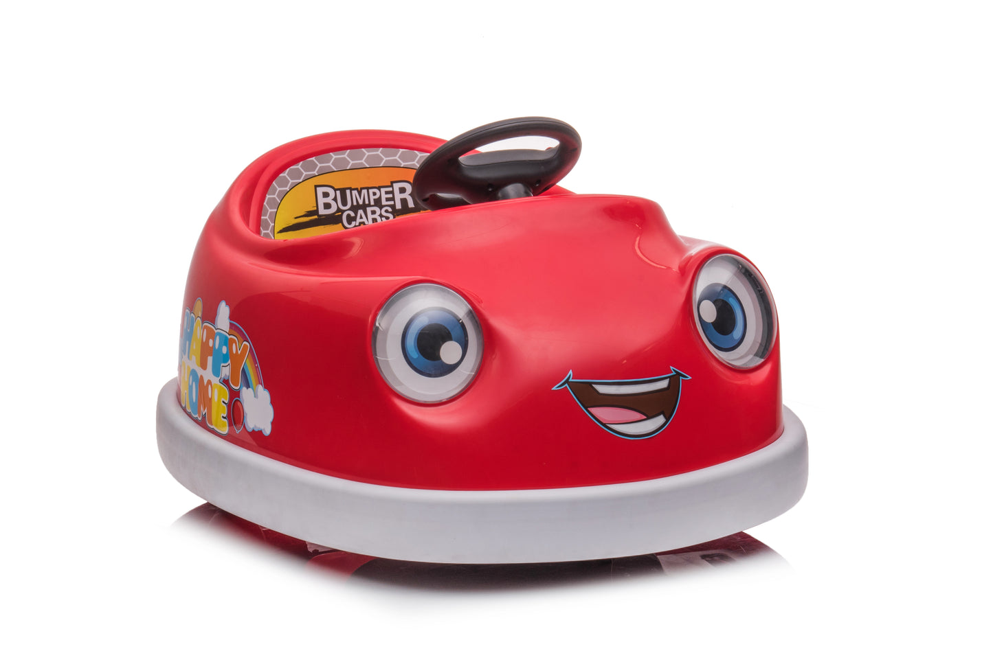 iRerts Kids Bumper Car with Remote Control, 12V Bumper Car for Toddlers Ages 1-6 Years with Rocking Horse Mode, Push Rod, Dinner Plate, USB Bluetooth Music, Ride on Toys Car for Boys Girls Gifts, Red