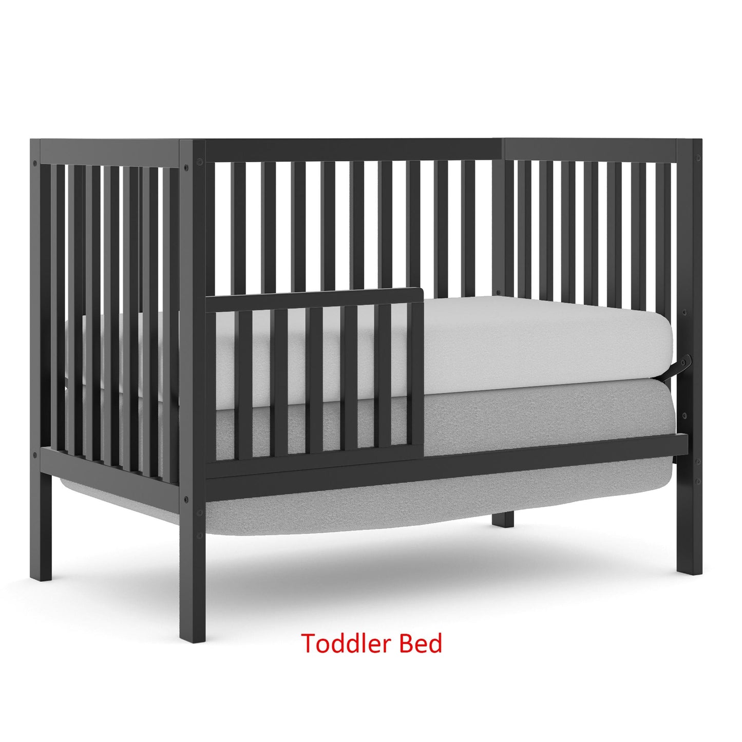 iRerts 5 In 1 Convertible Baby Crib, Wood Convertible Crib Toddler Bed with Wood Legs, Converts from Baby Crib to Toddler Bed, Fits Standard Full-Size Crib Mattress, Easy to Assemble, Black