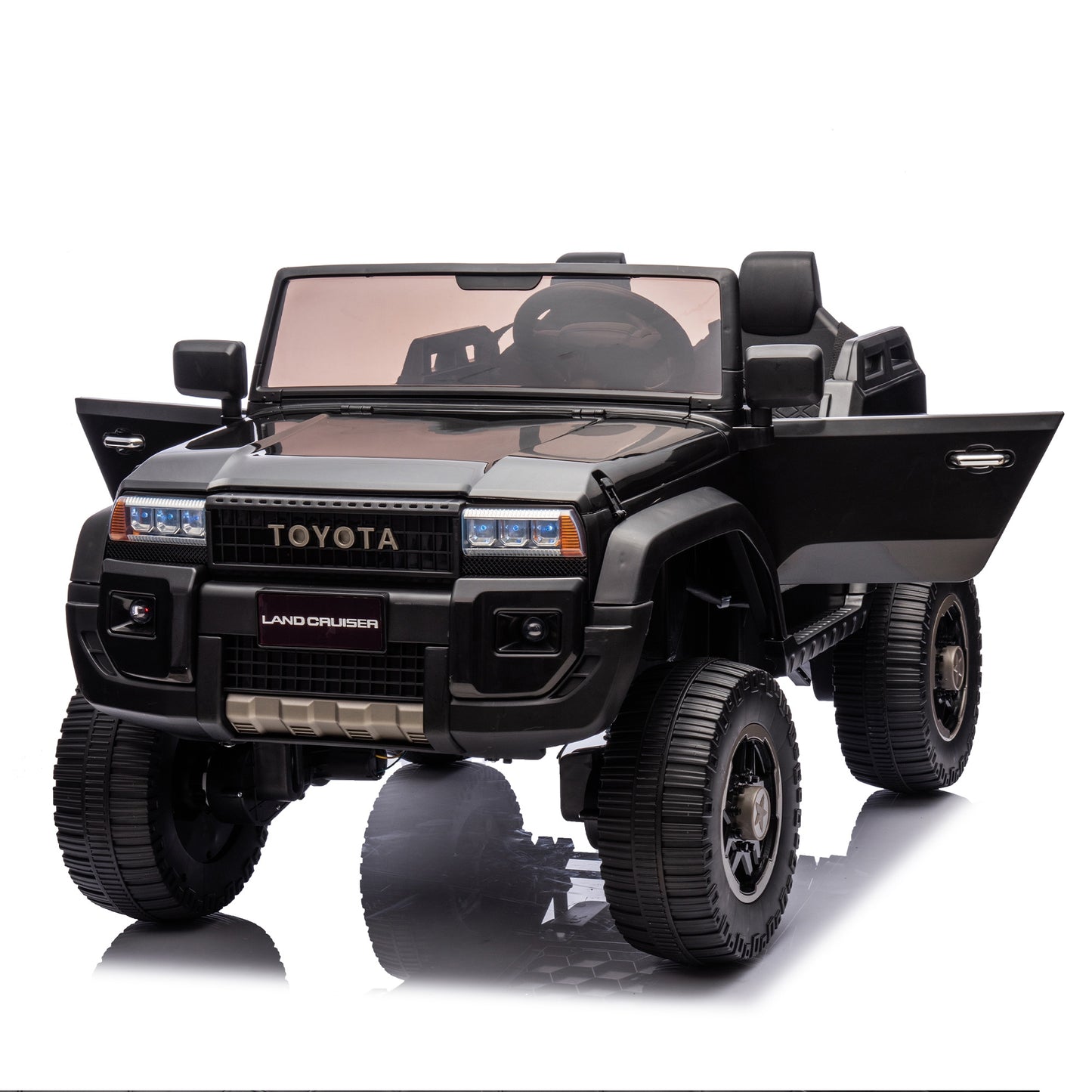 Licensed Toyota LC250 24V 2 Seater Ride On Car, Powered Ride on Toys with Remote Control, Shovel, Bluetooth Music, 4WD 220W Motor, 4 Wheels Suspension, Electric Truck for Kids Boy Girl Ages 3-8, Black