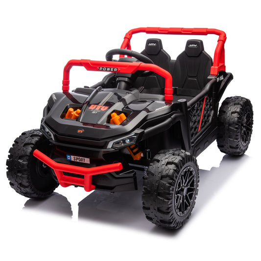 iRerts 24V Kids Ride on Toy UTV, Ride on Cars with Remote Control, Bluetooth Music, 4 Wheel Suspension, Rear Storage Space, Electric Vehicles Cars for Kids Boys Girls Gifts 3-6 Year Old, Red
