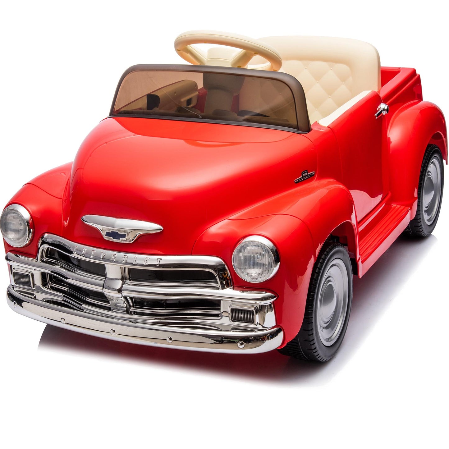 12V Powered Ride on Cars, Licensed Chevrolet 3100 Ride on Toys with Remote Control for kids Ages 3-6 Birthday Christmas Gifts, Kids Electric Car with Bluetooth, Music, USB/AUX Port, 3 Speeds, Red