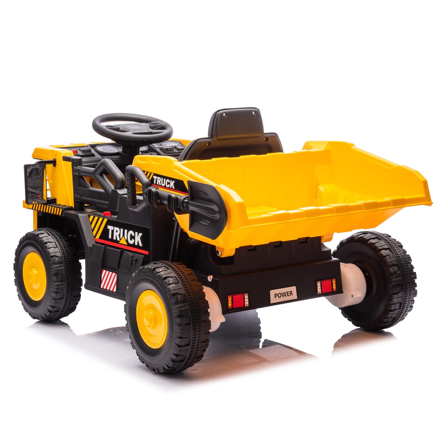 iRerts Ride On Dump Truck for Kids, 12V Powered Ride on Car with Remote Control, Electric Dump Bed, 1 Shovel, Bluetooth Music, LED Light, Kids Car Ride on Construction for Boys Girls Ages 3-5, Yellow