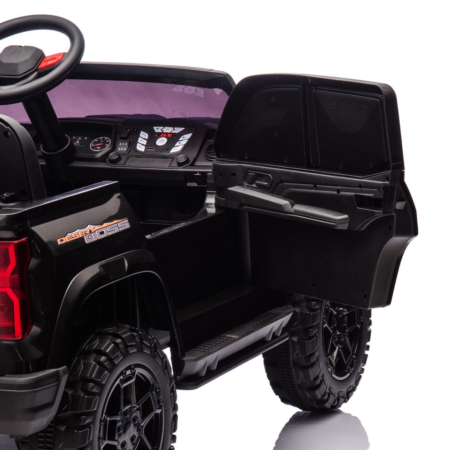 24V 2 Seater Ride on Truck, 4WD Powered Ride on Toy Car with Remote Control, Bluetooth, Music Player, 800W Motors, Back Box Storage, 3 Speeds, Kids Electric Vehicle for Boys Girls Gifts, Black