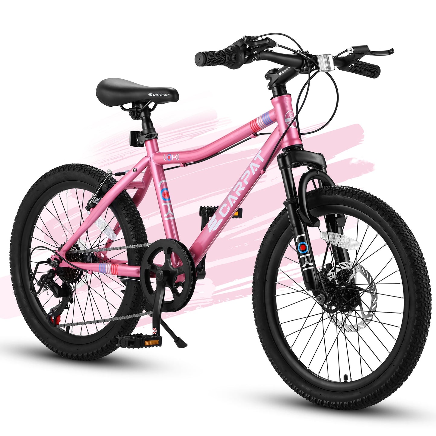 iRerts Mountain Bike for Boys Girls, 20'' Kids Mountain Bike with 7 Speed, Front Suspension, Disc Brake, Kids Bike for 8-12 Years Old, Teenager Children Kids Bicycles, Pink