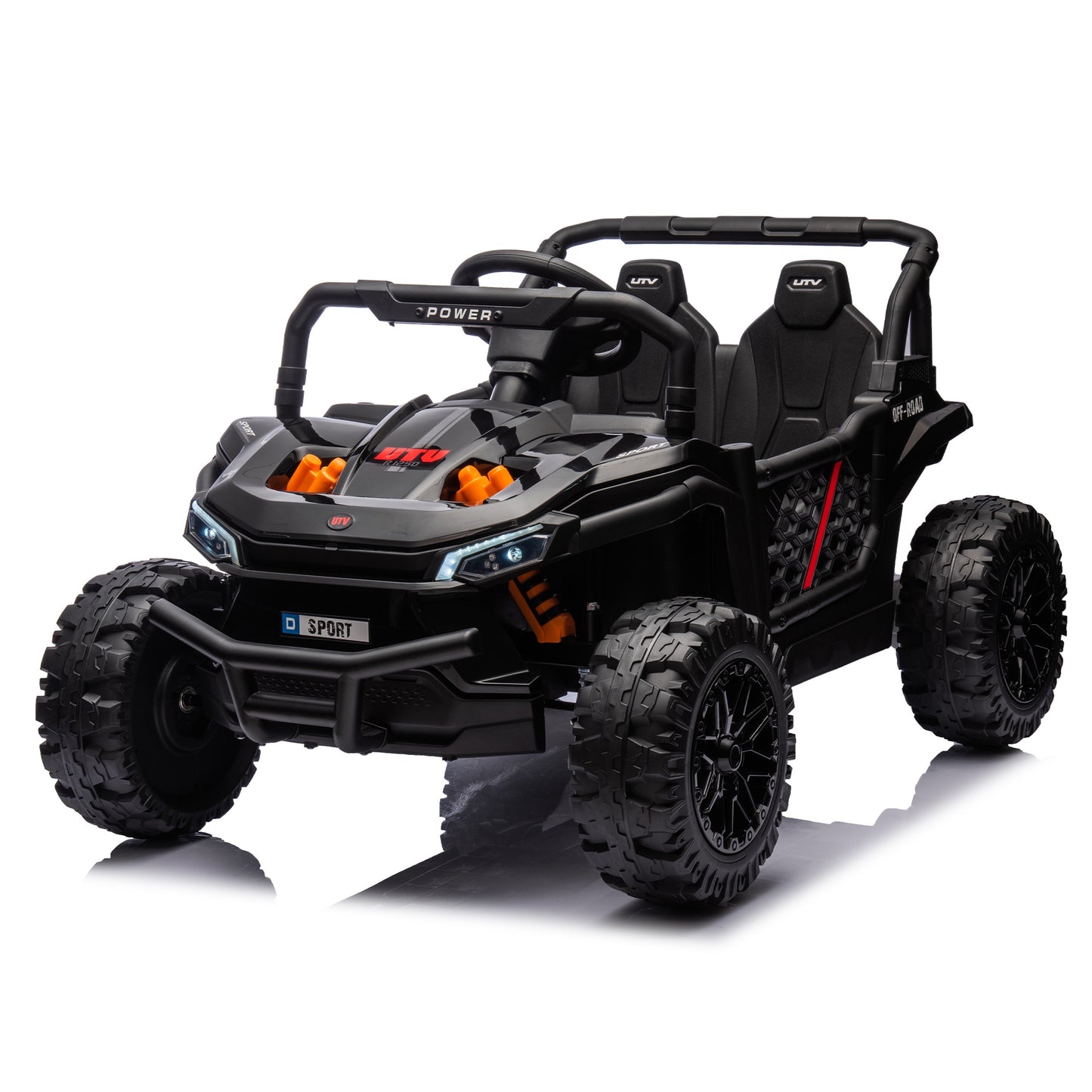 iRerts 24V Kids Ride on Toy UTV, Ride on Cars with Remote Control, Bluetooth Music, 4 Wheel Suspension, Rear Storage Space, Electric Vehicles Cars for Kids Boys Girls Gifts 3-6 Year Old, Black