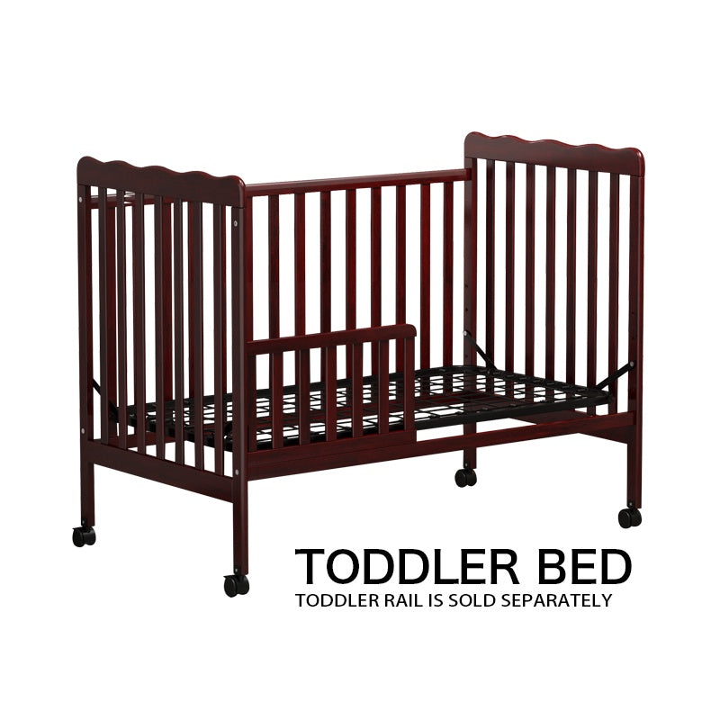 iRerts 3 In 1 Convertible Baby Crib, Wood Converts from Baby Crib to Toddler Bed and Daybed, Baby Bed with Locking Wheels, 4 Adjustable Mattress Heights, Non-Toxic Finish, Espresso